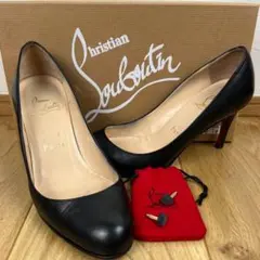 箱付 クリスチャンルブタン パンプス レザー ブラック 34.5 21.5cm