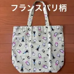 DHC エコバッグ パリ柄ライトグリーン