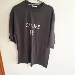 CATLIFE 猫プリント Tシャツ グレー