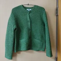 ユニクロ　ニットショートジャケット 緑　Lサイズ
