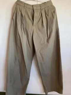 GU タックワイドパンツ ベージュ S レディース