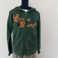 UNIQLO深緑色フード付きダメージ風パーカー