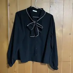 Honeys COLZA ボウタイリボンブラウス　黒