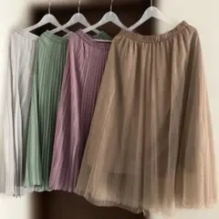 GUシフォン プリーツスカート 4色セットXL