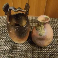 陶器 一輪挿し 花瓶 2点セット
