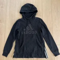 adidas ブラック　ダークグレー フード付きパーカー　レディース