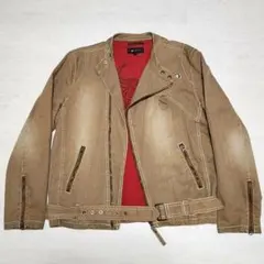 00s archive ヴィンテージ風 コットン ダブルライダースジャケット ベ