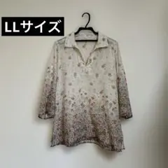花柄五分袖チュニック LLサイズ