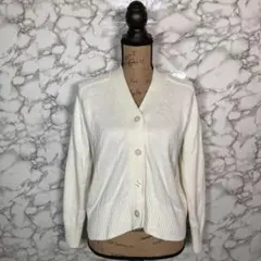 無印良品／Ｖネックコットンニットカーディガン　アイボリー【M〜Lサイズ】