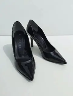 DIANA ダイアナ 黒エナメル ポインテッドトゥハイヒール 22cm
