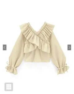 ドビーストライプ柄クロスフリルリボンブラウス［fo1942］