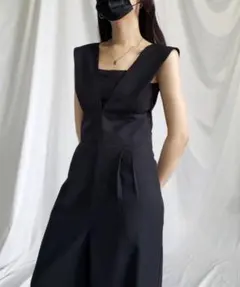 タグ付き新品　ブラック ワイドレッグ サロペット Mサイズ　オールインワン