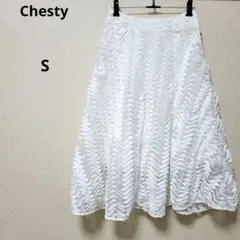 Chesty スカート フリル シアー 裏地付き ホワイト Sサイズ