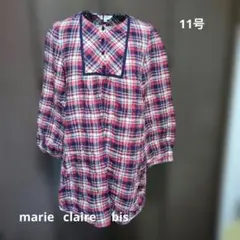 marie claire bis チェック柄 チュニック 七分袖
