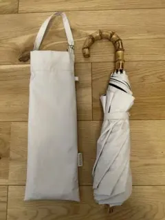 新品未使用】しいちゃん 100%遮光日傘 ベージュ 折りたたみ竹ハンドル