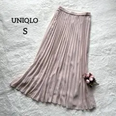 UNIQLO◇シフォンプリーツロングスカート　ピンク　ベージュ　春夏　薄手　S