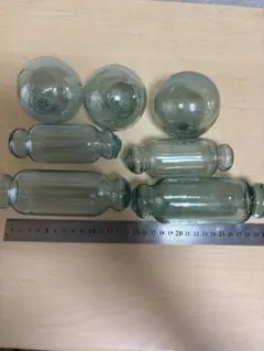 浮き玉　ガラス玉　シリンダー型4個　丸玉3個　7個セット