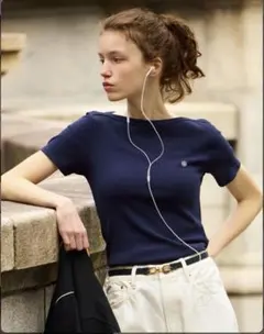 プチバトー　ボートネックTシャツ　ネイビー　Mサイズのサムネイル