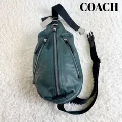 コーチ ボディバッグ トンプソン レザー グリーン ドッグタグ 70360