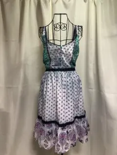 (163)※色移り有り　ペイズリー柄キャミワンピース 青系