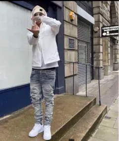 usdrip スリムフィットダメージジーンズ amiri mnml kusubi