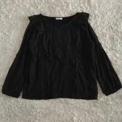 ＊未使用＊ グラシア 黒 フラワーレース 長袖カットソー Lサイズ