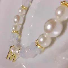 No.23 パワーストーン❤ハンドメイドイニシャルブレスレット