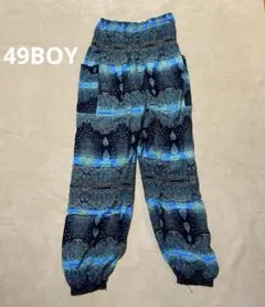 アジアセレクトショップ 49BOY エスニック風サルエルパンツ ネイビーと青