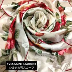 Yves Saint Laurent ☆花柄☆透かしストライプ ☆シルクスカーフのサムネイル