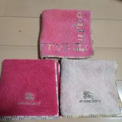 週末価格！バーバリータオルハンカチセット、濃いピンク他