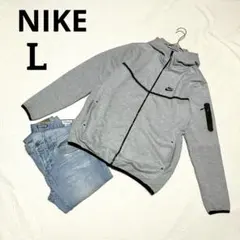 ナイキ L フルジップパーカー グレー ロゴ シンプル スポーツウェア