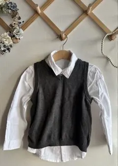 【美品♡】【エイチアンドエム】シャツ&ベスト【100】 白シャツ