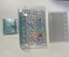 シール帳 キラキラ A7 星柄 クリアバインダー リフィル付　3点セット　青