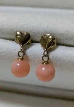 ラ*ラ様 K18珊瑚ピアス ハート型ピアス