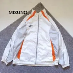 ミズノ フード収納ブランドロゴ入りウインドブレーカー ジャンパー 薄手 ホワイト