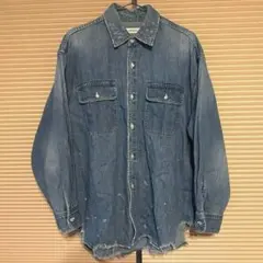 ジョンブル JOHNBULL デニムシャツ ダメージシャツ ペンキ加工 長袖 Mのサムネイル