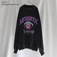 90s ブラック AUTHENTIC ロゴダメージ加工スウェット 黒 ストリート
