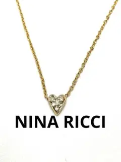 NINA RICCI ニナリッチ ネックレス ハート ゴールド ラインストーン