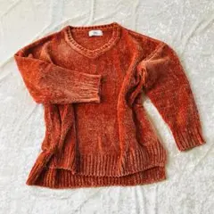 AZUL レディースVネックニットセーターMサイズオレンジ