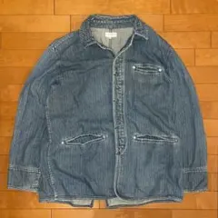 ストライプデニムカーバーオール　ヴィンテージ　ミリタリー