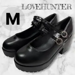 LOVEHUNTER 厚底メリージェーンシューズ M ブラック ビジューバックル