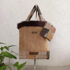 ハンドメイド 麻袋トートバッグ