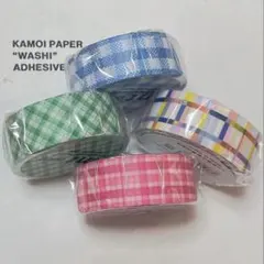 mt 新作　4点　マスキングテープ　カモ井　加工紙　チェック柄　ピンク