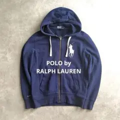 希少POLO RALPH LAURENビッグポニー ジップパーカー 紺 S