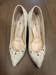 【美品】DIANAツイード　スタッズパンプス　クロスデザイン