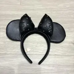 スタッズ付き黒ミニーマウス耳カチューシャ