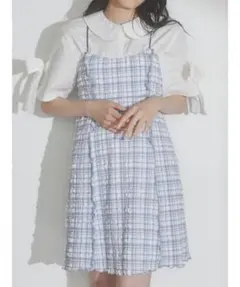 merry jenny ミニ チェック キャミワンピ