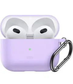 新品❤AirPods シリコンケース❤カラビナ ハイブリッドカバー パープル