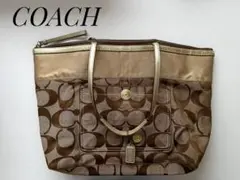 COACH ロゴプリント トートバッグ シグネチャー ハンドバッグ 肩掛け 通勤