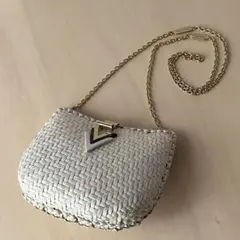 VTG Mario Valentino White Woven Bag Goldのサムネイル